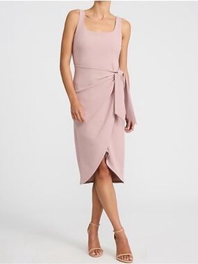 Express Sleeveless Dusty Rose Tie-Waist Midi Dress